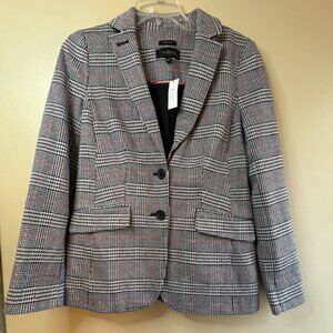 Talbots Aberdeen Knit Blazer - Glen Plaid Jacquard Size 2 NWT